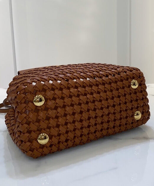 Fendi Peekaboo Iconic Mini Leather Interlace Bag 8BN244 Brown